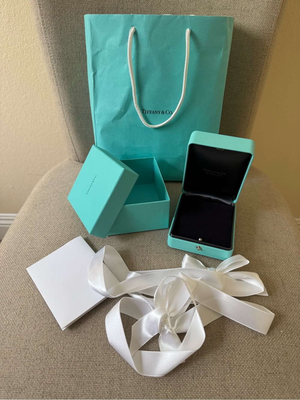 Tiffany & Co. Robin's Egg Blue Gift Bag with Jewelry Box Set